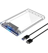ELUTENG 2.5 Inch Hard Drive Enclosure USB 3.0 to SATA III Tool-Free Clear External Hard Disk Case...