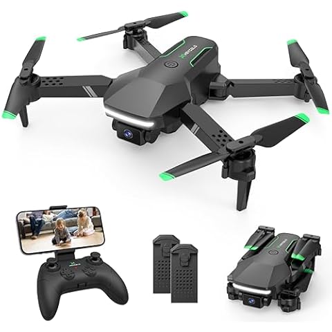 Drone with Camera for Kids - RC Helicopter Boy Gifts Toys, Mini FPV Drones with 1080P HD Camera, Foldable Remote Control Quadcopter with One Key Start, Stable Hover, Gesture Selfie, 2 Batteries, Black Cover
