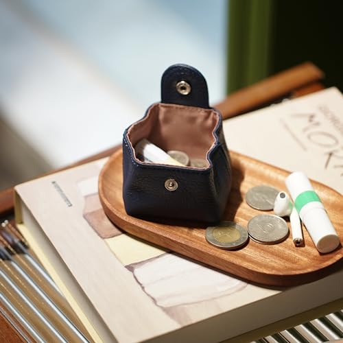 Image of Cockatoo Genuine Leather Coin Pouch Change Holder Mini Snap Pocket Wallet for Men Women (Set of L&S,Macaron Pink)