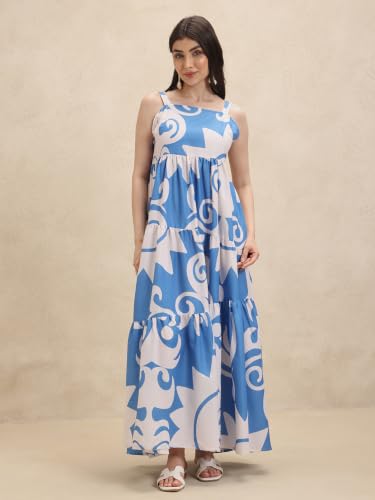 Image of GRECIILOOKS Women's Printed Long Maxi Dress | Sleeveless Layered Dress for Summer Styling | Elegant Boho Dress for Women | Casual Beach Vacation Maxi Outfit