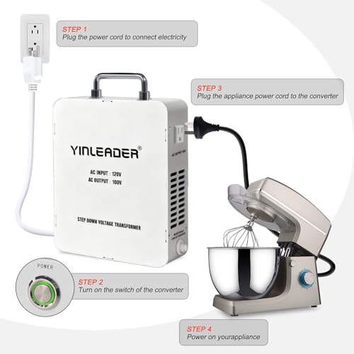 Image of Yinleader 3000W Convert 120V to 100V Step Down Voltage Transformer | Perfect for Japanese High-Power Devices in US(White)