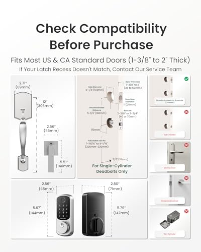 Image of DESLOC B200 Fingerprint Front Door Lock Set with Durable Handleset, Keyless Entry Deadbolt, Electronic Keypad, App Control, Easy Installation, Designed for a Modern and Stylish DESLOC Home, Silver