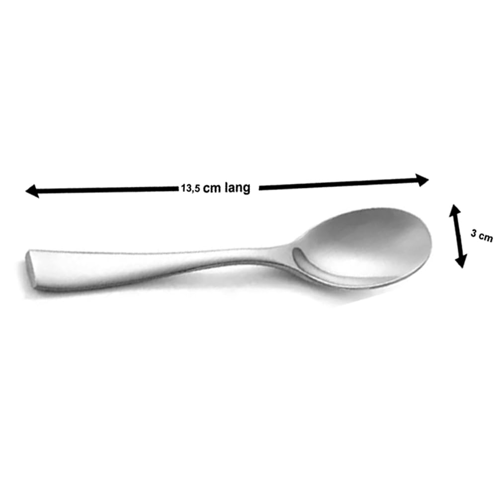 tiokin Set di 6 cucchiaini da caffè, mini cucchiaini da caffè, 12cm, in acciaio inox, per caffè, dessert, tè, antipasti, lavabili in lavastoviglie