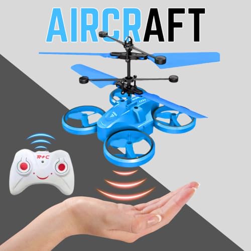 Image of Hand Sensor Drone for Kids Blue | Gesture Control Flying Helicopter Toy with LED Lights | Rechargeable Indoor Flying Toy | Automatic Hover Safe Drone | Birthday Gift for Boys Girls