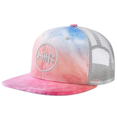 Image of BASSDASH Flat Brim Trucker Cap Adjustable Snapback Hat Mesh Back for Men Women