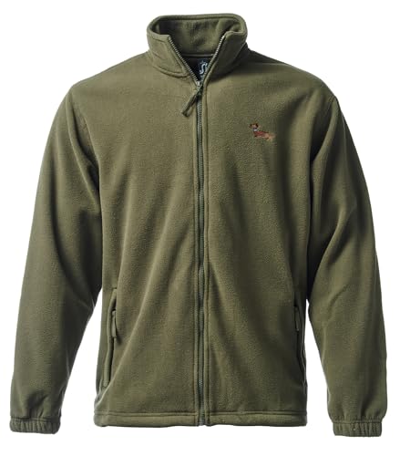 Baddery Gassi Fleece Jacke Herren & Damen : Dackel - Fleecejacke - Geschenk für Hundebesitzer, Hundeliebhaber & Jäger (Fleecejacke Army M)