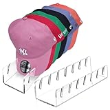 CHENYAOAI Hat Stand for Baseball Caps, 2 Pcs No Install Acrylic Hat Organizer for 14 Baseball Caps, Hat Racks for Caps Display and Organizer for Bedroom, Closet, Dresser, Office
