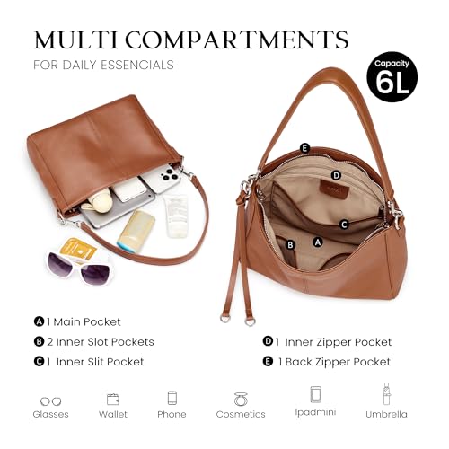 Image of befen Genuine Leather Hobo Bag Purses for Women, Anti Theft Leather Purse | Crossbody Purses with Built in RFID Wallet, Hobo Crossbody Bag Shoulder Handbags