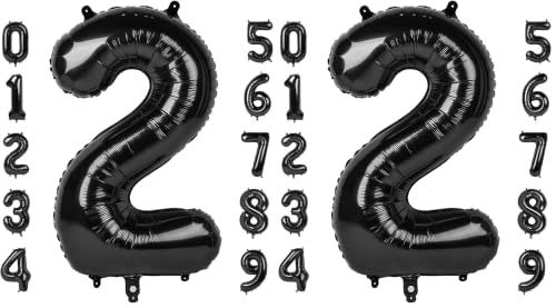 Image of Rozi Decoration 2 Number Black 32 Inch Foil Balloons Air or Helium Supported for Happy Birthday, Happy Anniversary, Graduation Party Dcor, Foil Balloons for Birthday Number 4 Pack of 1 Pcs