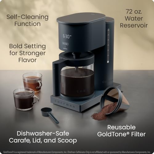 Chefman Caffeinator Programmable Drip Coffee Maker, 14-Cup Glass Carafe with 1-4 Cup Brewing, Classic & Bold Settings, 24-Hour Timer, Customizable Warming Plate, Reusable GoldTone Filter - Midnight - image 7