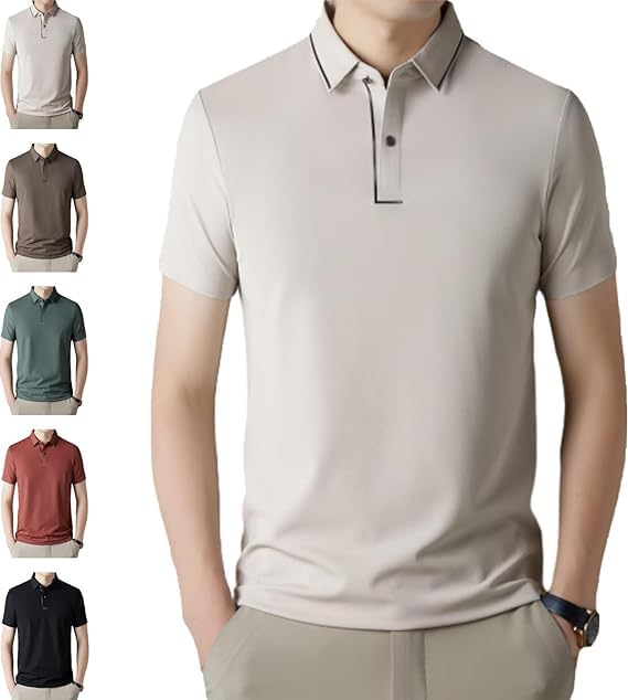 Shirts for Men, Polo Shirt, Fashion Casual Golf Shirts, Slim Fit Short Sleeve Button Polo (4XL,04)