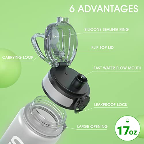 Sahara Sailor Leakproof Water Bottle 500ML, Tritan BPA Free Motivational Sport Drinks Bottle with Clear Time Marker - Image 3