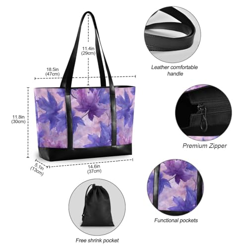 Watercolor Painting Maple Leaf Amethyst classy laptop purse for women with zipper for commuter with lunch maletín para laptop mujer4