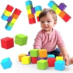 Pairez Toys Magnetic Building Blocks, 1.65 inch Large Magnetic Stacking Cubes for Toddlers, Sensory & Montessori Toys for Boys & Girls 1 2 3 Years Old (12 PCS)