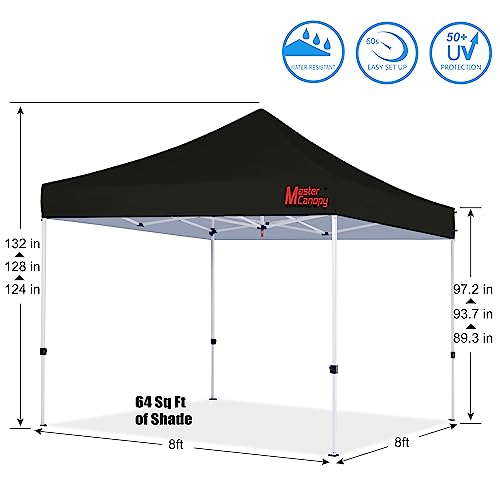 Image of MASTERCANOPY 8x8 Heavy Duty Pop Up Canopy Tent with Roller Bag(Black)