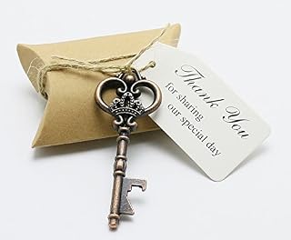 50pcs Wedding Favors Candy Box w/ Antique Skeleton Key Bottle Openers Escort Card