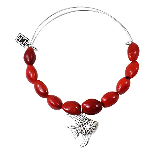 Image of EVELYN BROOKS Adjustable Bangle Bracelet (Multiple Charm Styles) for Women-w /Meaningful Good Luck Seed Beads - Handmade Jewelry | Great Gifts for Teen Girl Gifts & Great Addition to Girls Jewelry