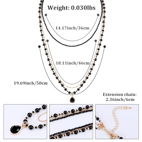 Bohemian Beaded Choker Necklace for Women Multilayered Natural Stone Beads Necklace with Stone Pendant Boho Strand Statement Necklaces Handmade Hippie Necklace Beach Jewelry Gift for Women2