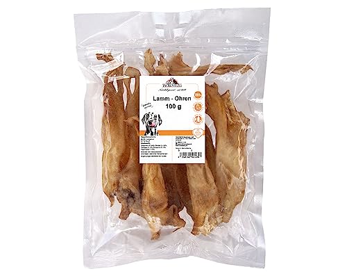 TACKENBERG Lammohren für Hunde - leckerer natürlicher Kausnack in Premiumqualität - schonend getrocknet - reines Naturprodukt zur Belohnung, als Snack oder Leckerli, 250 g