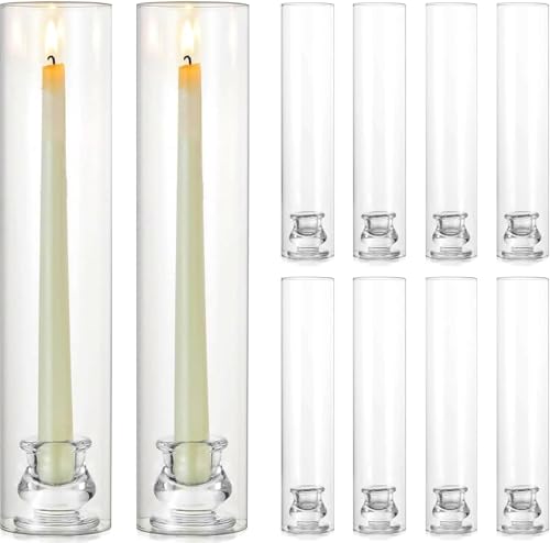 DFENG Bougeoirs Verre, Lot de 10 Bougeoir en Verre, Bougeoirs Coniques Transparents, Bougeoir Transparent, Convient pour Les Mariages, NoëL, Les Tables De...
