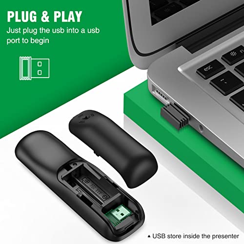 Image of Presentation Clicker Mouse Control with Green Light for PowerPoint Presentations, Wireless Presenter Remote Control Slide Clicker for Classroom Office