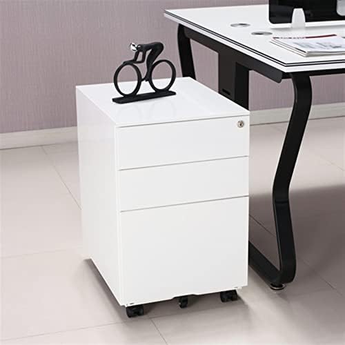 File Cabinet Three Drawers Side Pull Metal File Cabinet White Iron Chest of Drawers for Home Office Furniture 30 * 45 * 60cm Filing Organization Cabinet