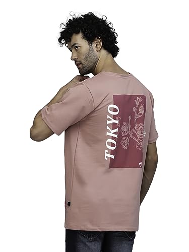 Image of Rigo Back Printed Half Sleeves Round Neck Oversized T-Shirt for Men | Drop Shoulder T-Shirt for Men | Loose Baggy Fit T-Shirt for Men