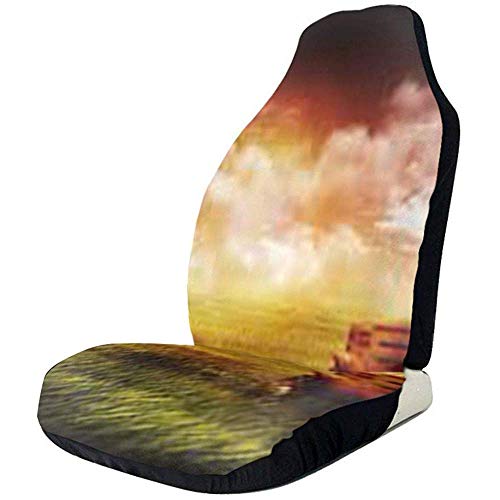 Nature Farm Grass Tractor Countryside Transport Sky Fashion Funda de asiento de coche Funda de cojín de coche Se adapta a la mayoría de los...