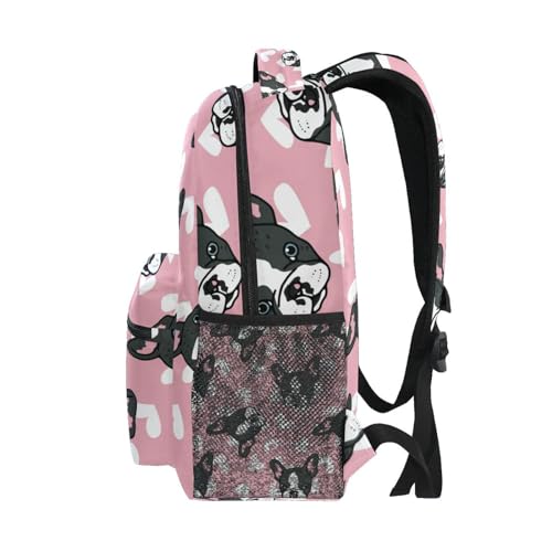 Sac à dos ordinateur portable imperméable avec compartiments renforcés motif bouledogue