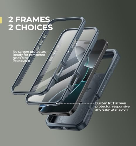 Image of Dexnor for iPhone 16 Pro Max Case with Slide Camera Cover&Adjustable Kickstand&Built-in Screen Protector,Compatible Wireless Charging Shockproof Cases Heavy-Duty Mangetic Protective Cover,Navy Blue