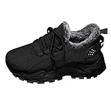 Generisch Schuhe gefüttert Damen Winter Sneaker Damen GefüTterte Slip On Sneakers Warm Bequem OrthopäDische Winterschuhe Turnschuhe Leicht rutschfest Flauschigen Sneakers gefüttert