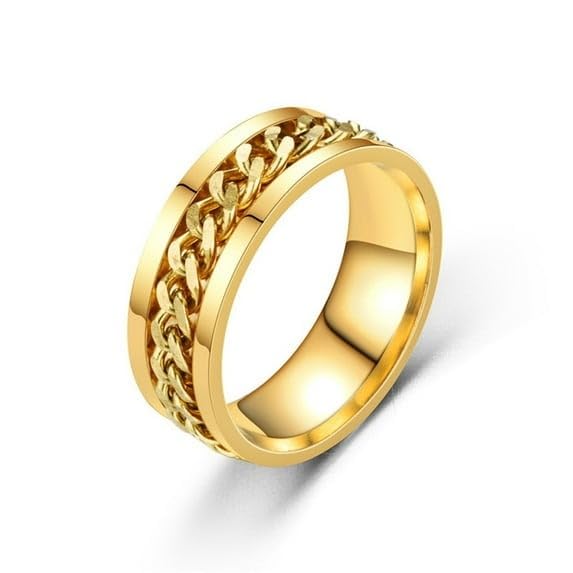 modeva "elevate your essence" Gold Plated Stainless Steel Chain Spinner Ring, Unisex Band, Rotating Design-picture-21