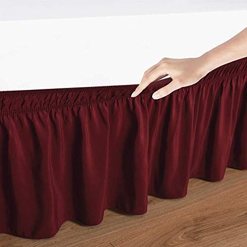 YRM Bedding's Shrinkage and Fade Resistant 600 Microfiber Bed Skirt Wrap Around with Easy Fit with 18''' Inch Tailored Drop (King Size, 78" x 80", Burgundy) 3