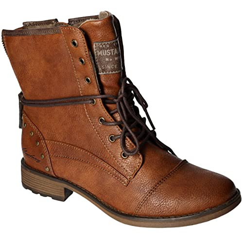 MUSTANG Damen Stiefelette Boot Nieten schaftumspielende Schnürung lässig...