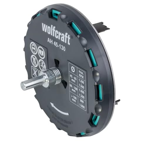wolfcraft Adjustable Hole Saw, Ø 45-130 mm I 5978000 I for Sawing Various diameters During refurbishment and Interior Works Cover