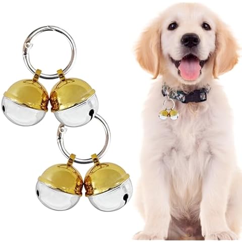 Extra Loud Cat & Dog Bell for Collar, Pet Tracker & Falconry, Durable Brass Collar Charms with Swivel Lobster Clasp (Gold & Silver, 2 Pack) Cover