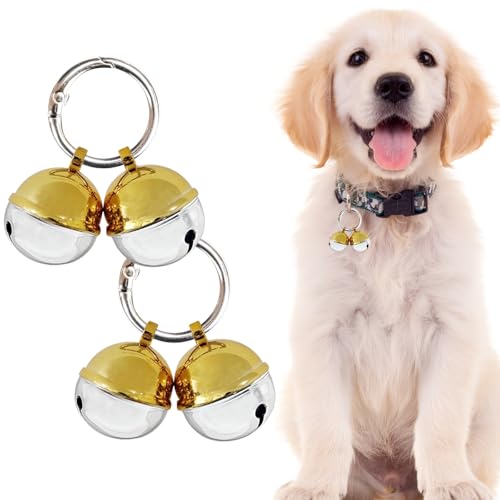 Lot de 2 clochettes extra bruyantes pour collier de chat et de chien, traqueur d'animaux de compagnie et fauconnerie, breloques en laiton durable avec fermoir...