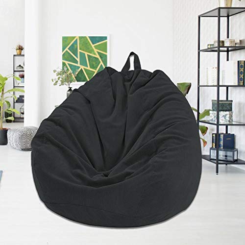 Funda para Sofá de Frijoles Extraíble Limpieza Fácil Puf Negro Suave 5