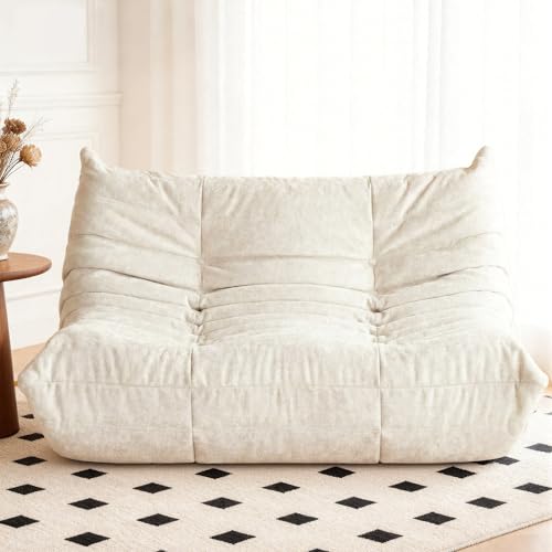 Image of Bean Bag Chair, 2 Seater Lazy Bean Bag Sofa Memory Foam Couch, Giant Bean Bag Chairs for Adults, Loveseat Fireside Chair for Living Room, Bedroom, Office(Beige)