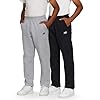 New Balance Boys Open Bottom Active Sweatpants – 2 Pack Soft Cotton Fleece Blend Pull-On Straight Leg Sweats, Sizes 4-20 Black/Grey