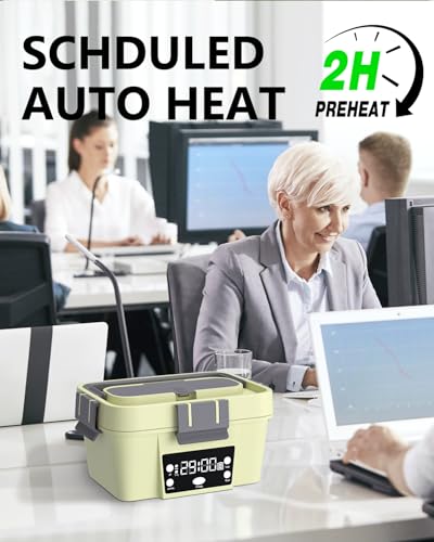 Cordless Electric Lunch Box for Adults - 10000mAh Self-Heating Food Warmer with Timer, 3-Temp Heating (100℉-212℉), 54oz/1.6L Leakproof Container + Insulated Bag for Office/Car/Travel