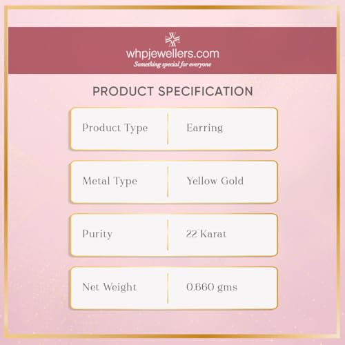 WHP JEWELLERS Mini White Stone Yellow Gold Earrings for Women 22 K | 22 Carat Gold Earrings 916 | Gold Earrings Set | Gold Studs for Women | Womens Fashion Jewellery | Great for... - Image 4