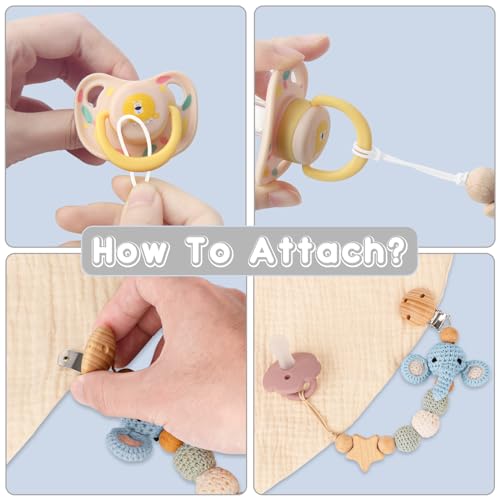 Image of Handmade Knitted Christmas Pacifier Clip Holder for Boys and Girls,4 PCS Binky Clip Fits for Most Baby Pacifier