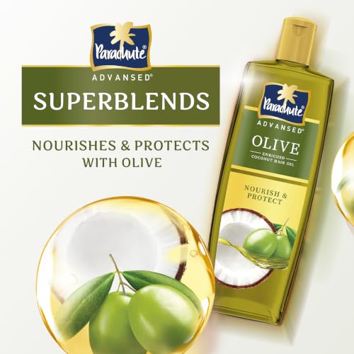 Image of Parachute Advansed Olive Enriched Coconut Hair Oil for Stronger Nourished Hair | 200ml | Ultimate nourishment with Olive | Coconut for strengthening the hair | Upto 10x less hair fall and 90% stronger hair