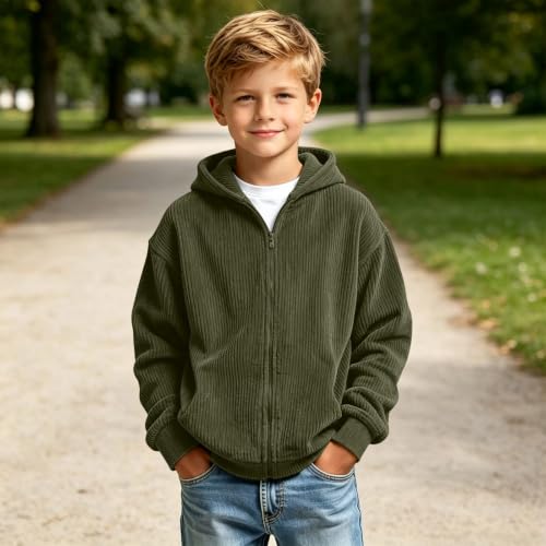 Boys Zip Up Hoodie Corduroy Knit Sweatshirts Long Sleeve jacket 3-14 Years - image 4