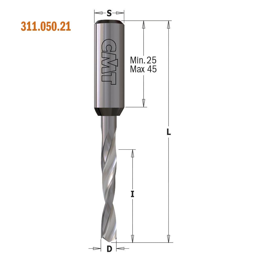 CMT 311.100.22 - Broca ciega para taladradora HWM S=10X27 D=10X35X70 LX