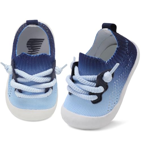 Image of BARERUN Baby Shoes Baby First Walking Shoes Infant Sneakers Wide Toe Box Slip on Shoes Soft Sole Baby Boys Girls Crib Shoes Toddler Breathable Lightweight House Sock Shoes