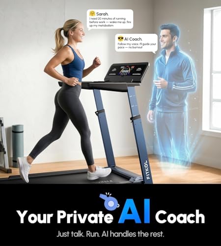 Image of AI-Adaptive Smart Home Treadmill - Auto Speed & Incline Adjustment, Smart Heart Rate Control, Real-Time AI Running Coach, 5.0HP Motor, 440lb Capacity, No Subscription Required, NB2 (Blue-Black)