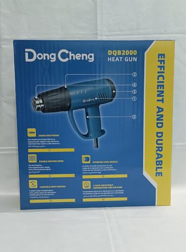 Image of DongCheng Heat Gun | 2000W | Electric Power Source | Efficient and Durable | Blue | Heavy Duty | 2 Attachements Included | DQB2000