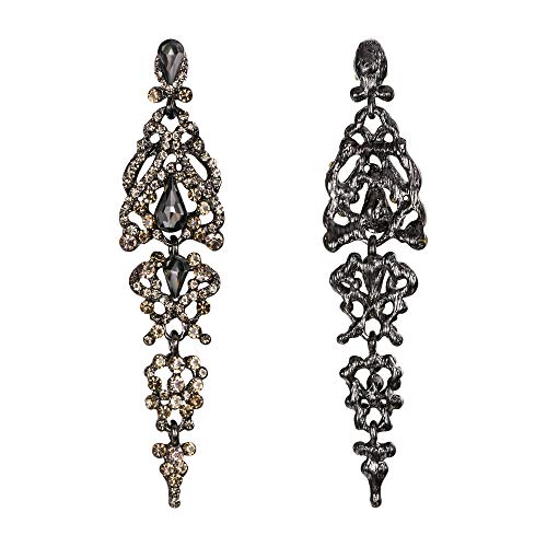 BriLove Women's Wedding Bridal Crystal Cluster Teardrop Dangle Earrings4